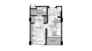 Condominium floor plan, 1 bedroom in The One NaiHarn No. 11023